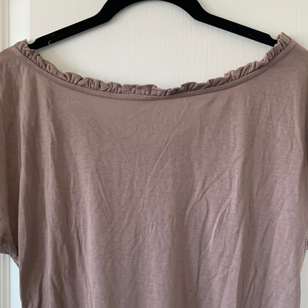 NWT LOFT Purple Ruffled Boatneck Tie-Front Short Sleeves Top Size S - Picture 13 of 16